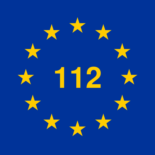 drapeau européen entourant le numéro 112 drapeau européen entourant le numéro 112